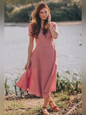 NWT visible art 100% linen dress
